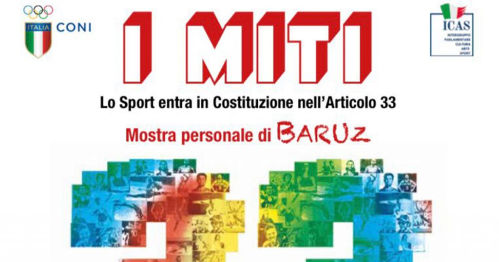 I Miti. Lo street artist Baruz omaggia lo Sport in Costituzione
