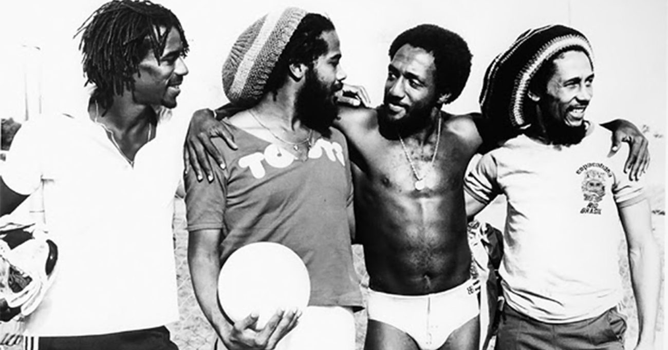 (Bob Marley in Brasile con Paulo Cesar, Jacob Miller and Junior Marvin)